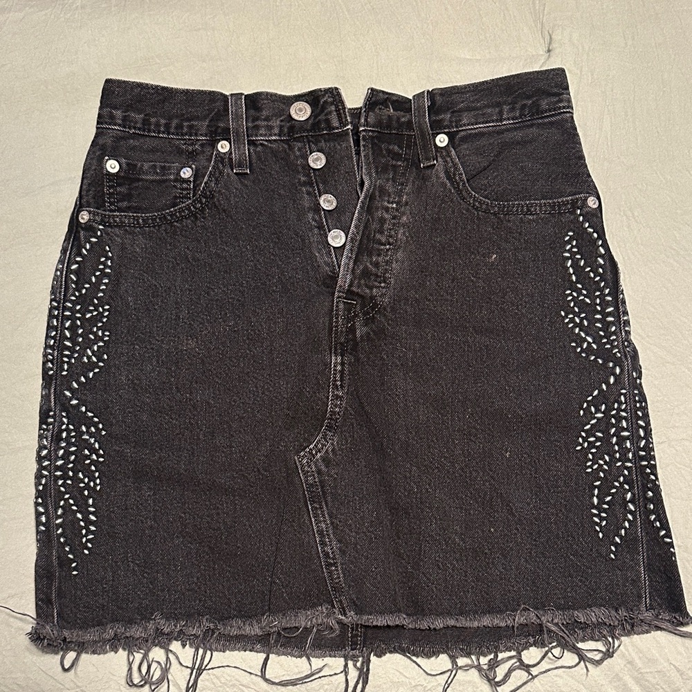 Levi's Black Denim Mini Skirt with Embellishments